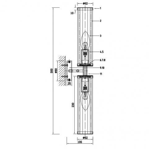 Бра Newport Erica 3722/A brass