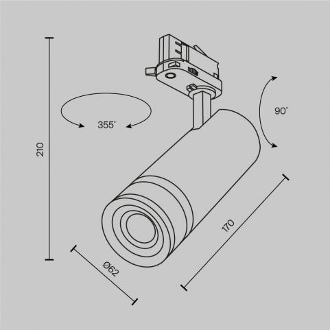 Трековый светильник Maytoni Technical Trinity  2700K Focus Zoom TR198-3-20W2.7K-Z-B